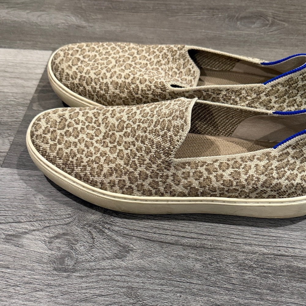 Rothy's Beige Leopard-Print Slip-On Sneakers with Blue Trim - Picture 2 of 3